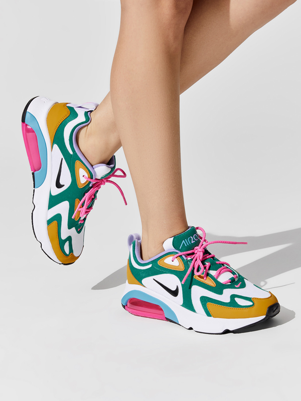 Nike Women's Air Max 200 Running Sneakers From Finish Line In Mystic Green,white  Gold Suede Light Current Blue Pink | ModeSens