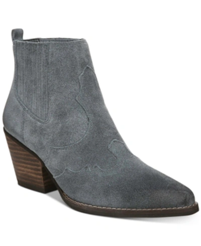 Sam Edelman Winona Western Booties Women's Shoes In Grey Iris Suede