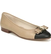 Sam Edelman Mage Logo Cap-toe Ballet Flats Women's Shoes In Classic Nude Leather