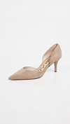 Sam Edelman Jaina Suede Point-toe Pumps In Oatmeal Suede Leather