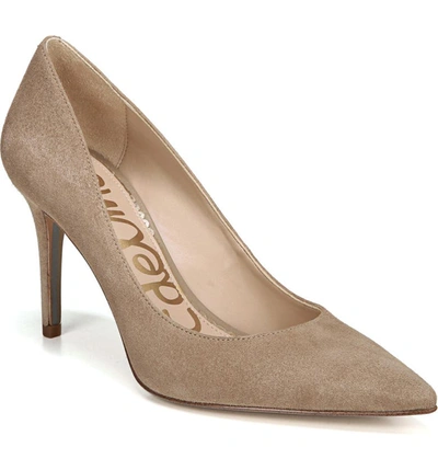 Sam Edelman Margie Suede Pointed-toe Pumps, Gray In Oatmeal Suede