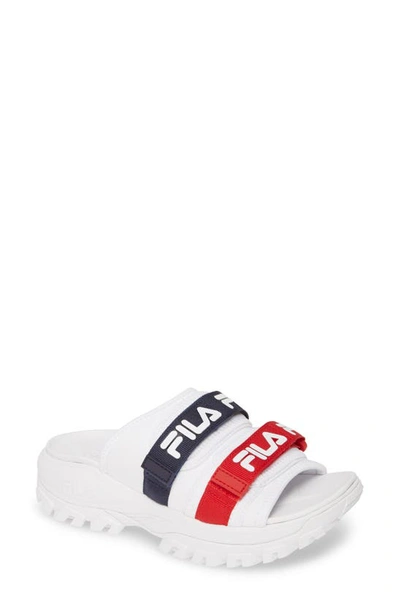 Fila Women's Outdoor Slide Sandals From Finish Line In White/red/navy