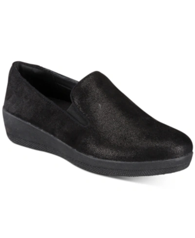 Fitflop Superskate Slip-on Wedge Sneakers Women's Shoes In All Black