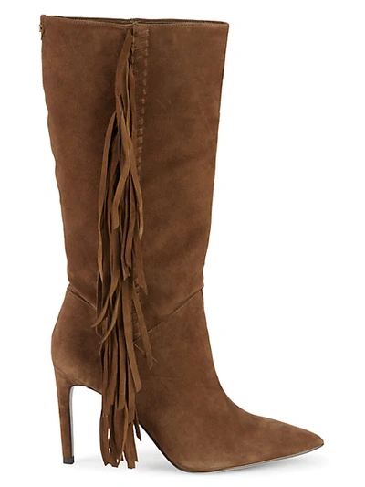 Sam Edelman Fayette Fringed Suede Mid-calf Boots In Hazelnut