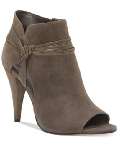 Vince Camuto Annavay Peep-toe Booties Women's Shoes In Shady Grey