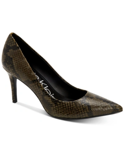 Calvin Klein Women's Gayle Snakeskin-print Stiletto Pumps Women's Shoes In Camouflage