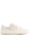 Camper Courb Perforated Low Top Sneaker In Beige Leather
