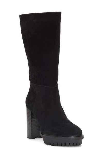 Vince Camuto Eshitana Suede Platform Boot In Black Suede