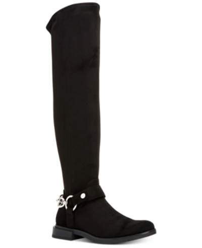 Calvin Klein Akia Stretch Over-the-knee Boots Women's Shoes In Black