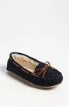 Minnetonka Women's Cally Moccasin Slippers Women's Shoes In Navy Suede