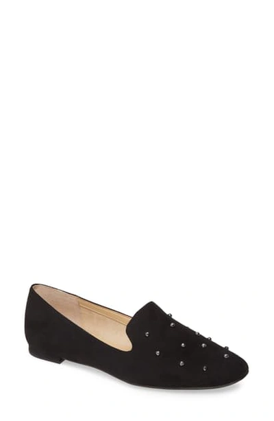 Katy Perry Allena Embellished Flats Women's Shoes In Black Faux Leather
