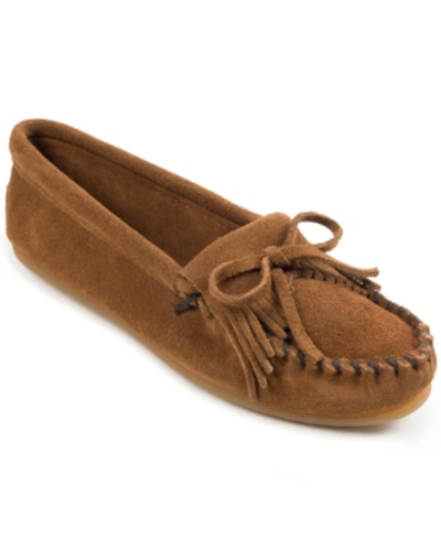 Minnetonka Women's Kilty Moccasin Flats Women's Shoes In Brown