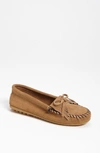 Minnetonka Women's Kilty Moccasin Flats Women's Shoes In Taupe Suede