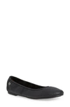 Minnetonka Anna Womens Leather Round Toe Ballet Flats In Black