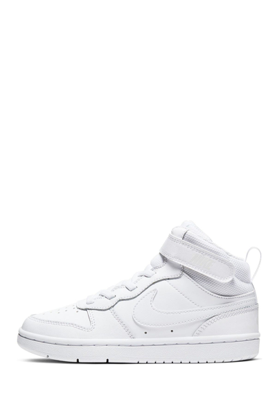 Nike Little Kids Court Borough Mid 2 Stay-put Closure Casual Sneakers From Finish Line In White/white-white