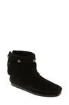 Minnetonka Hi Top Womens Leather Back Zipper Ankle Boots In Black