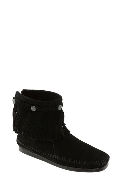 Minnetonka Women's Suede Fringe Ankle Boots Women's Shoes In Black