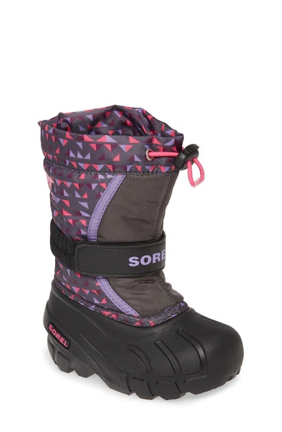 Sorel Kids' Youth Girls Flurry Print Boots Women's Shoes In Dark Grey