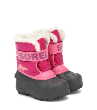 Sorel Kids' Snow Commander Insulated Waterproof Boot In Fucsia