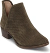 Lucky Brand Baley Perforated Chop Out Booties Women's Shoes In Dark Olive Suede