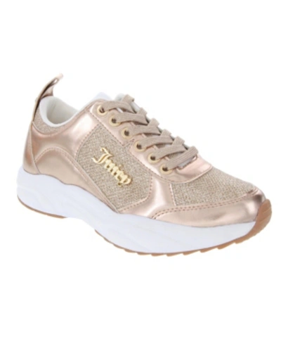 Juicy Couture Enchanter Lace Up Sneakers Women's Shoes In Rose Gold