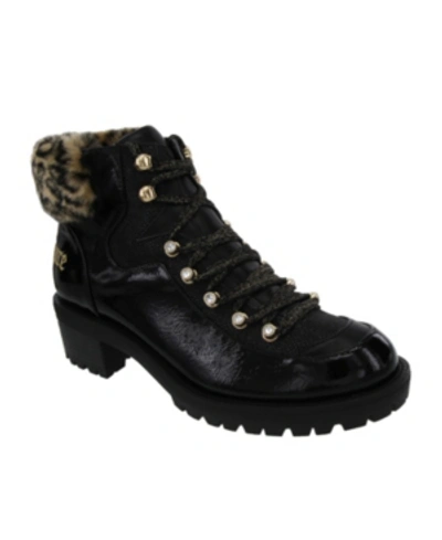 Juicy Couture Women's Indulgence Fashion Hiker Boot Women's Shoes In Black/ Leopard