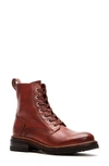 Frye Ella Moto Lace Up Boots Women's Shoes In Redwood Leather