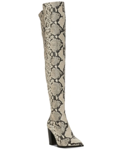 Vince Camuto Cottara Over-the-knee Boots Women's Shoes In Black/white Snake