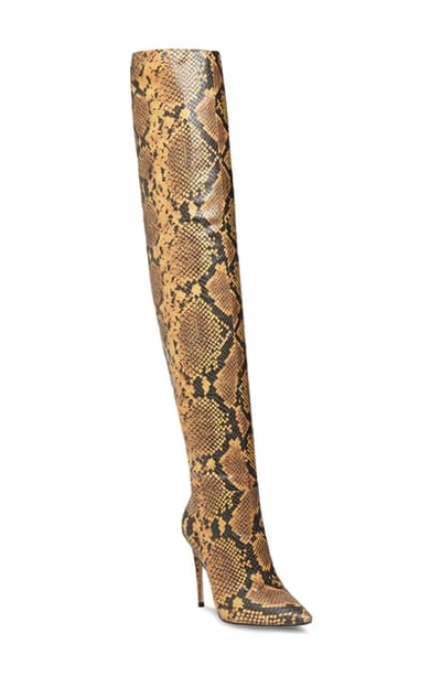 Steve Madden Harlow Reptile Embossed Over The Knee Boot In Yellow Snake Print