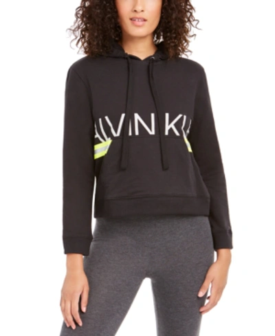 Calvin Klein Neon Long-sleeve Lounge Hoodie In Black