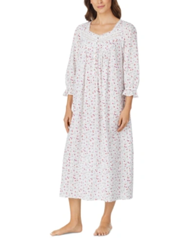 Eileen West Cotton Venise Lace Ballet Nightgown In White Floral