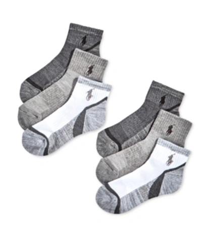 Polo Ralph Lauren Kids' Little & Big Boys 6-pack Marled Quarter-length Socks In Grey