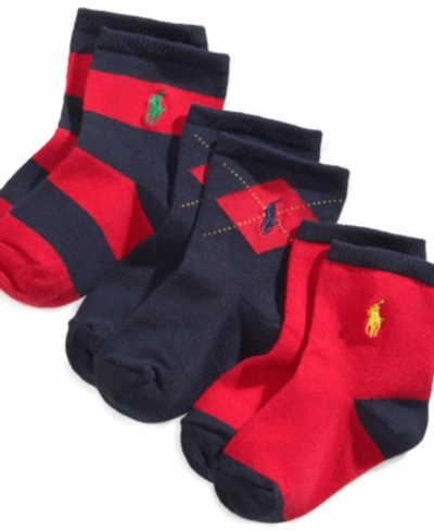Polo Ralph Lauren Kids' Ralph Lauren Baby Boys Argyle Crew Socks 3-pack In Navy