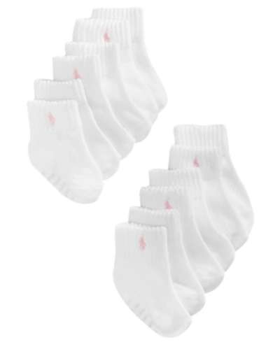Polo Ralph Lauren Ralph Lauren Baby Girls Quarter Length Low-cut Socks 6-pack In Pink Logo