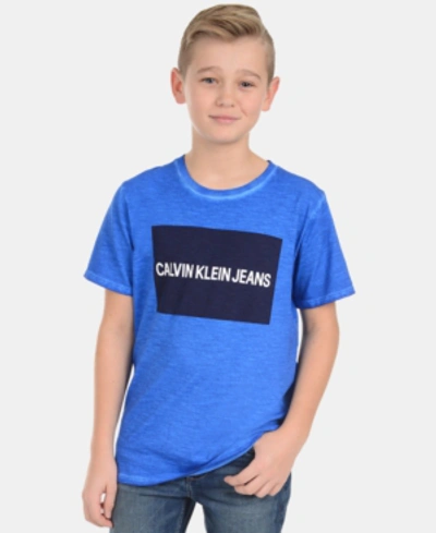 Calvin Klein Kids' Big Boys Logo-print Cotton T-shirt In Prince Blue