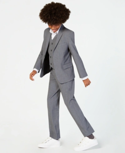 Calvin Klein Kids' Big Boys Slim Fit Stretch Suit Jacket In Oxford Grey