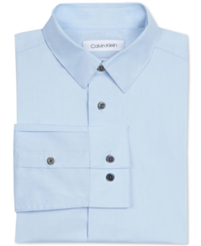 Calvin Klein Kids' Big Boys Slim Fit Solid Stretch Poplin Shirt In Ice Blue