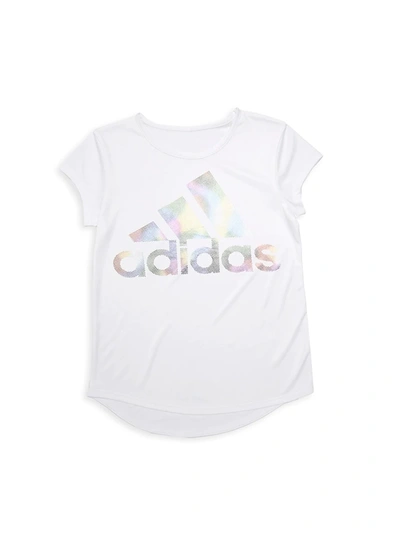 Adidas Originals Kids' Adidas Big Girls Short Sleeve Aeroready Rainbow Logo Foil T-shirt In White
