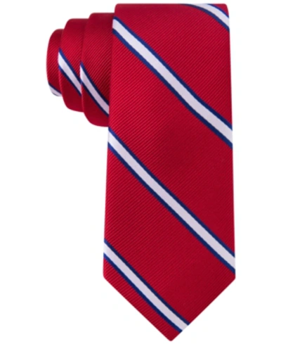 Tommy Hilfiger Kids' Big Boys All-over Pattern Repp Stripe Tie In Red