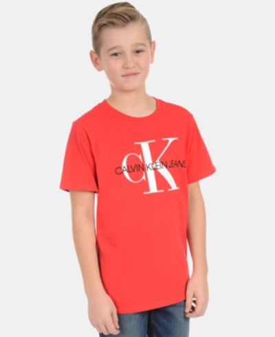 Calvin Klein Kids' Big Boys Bold Logo Graphic T-shirt In Racing Red