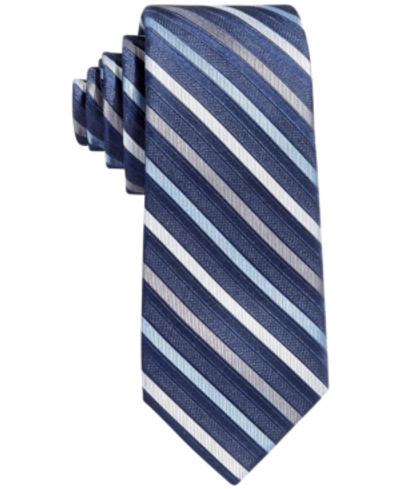 Calvin Klein Kids' Big Boys Gemstone Striped Zipper Necktie In Dark Navy