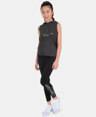 Calvin Klein Kids' Performance Big Girls Logo Leggings In Black | ModeSens