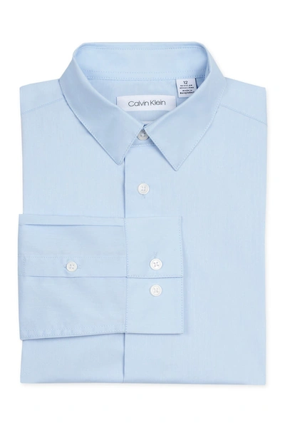 Calvin Klein Kids' Little Boys Stretch-poplin Collared Shirt In Light Blue