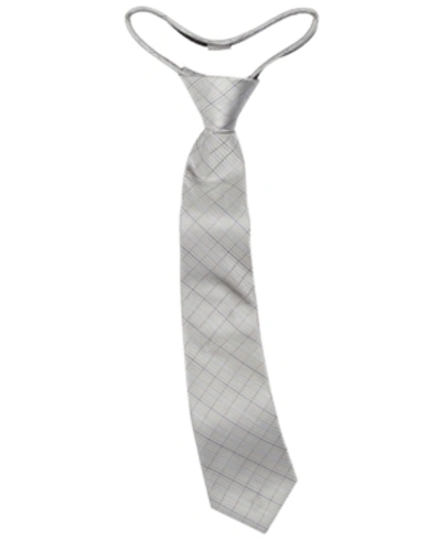 Calvin Klein Kids' Big Boys Etched Grid Zipper Necktie In Silver