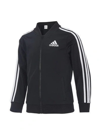 Adidas Originals Kids' Adidas Big Girls Zip Front Tricot Bomber Jacket In Black