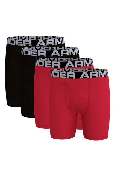 Under Armour Kids' 4-pack Boxer Briefs Set In Red