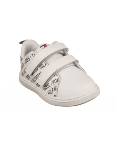 Tommy Hilfiger Kids' Toddler Boys Iconic Court Logo Toddler Sneakers In White