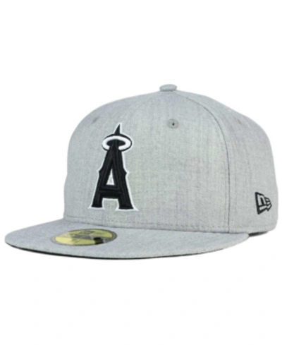 New Era Los Angeles Angels Of Anaheim Heather Black White 59fifty Fitted Cap In Heather Gray