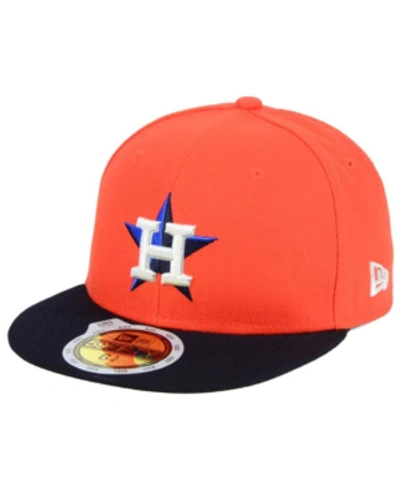 New Era Kids' Houston Astros Authentic Collection 59fifty Cap In Orange/navy