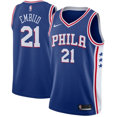 Nike Joel Embiid 76ers Icon Edition  Nba Authentic Jersey (rush Blue)